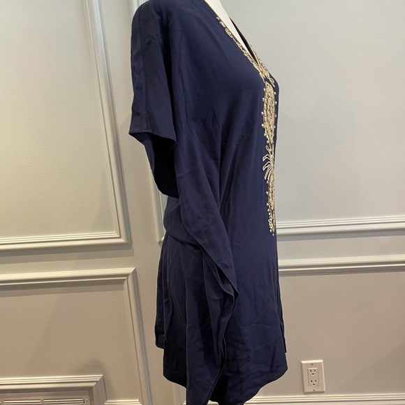 Lilly Pulitzer Chai Caftan NWT Navy Gold XXS - Picture 4 of 11